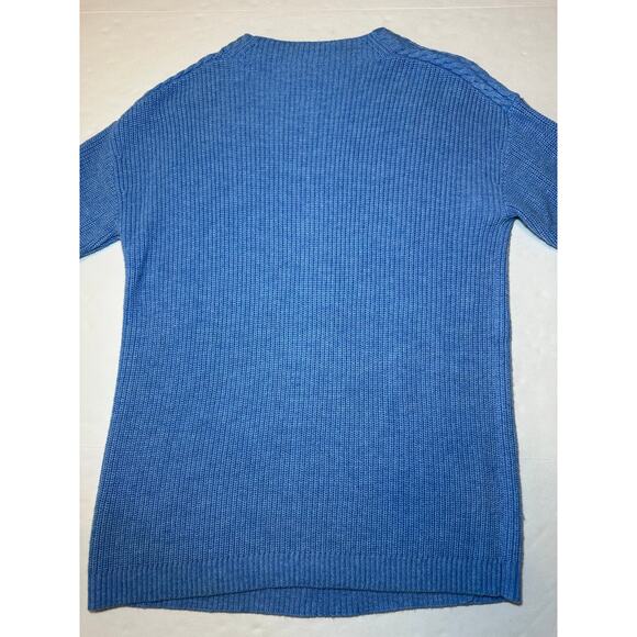 Talbots Blue Lambs Wool Blend Cable Knit Long Sleeve Sweater Woman's Size Medium - Picture 8 of 8